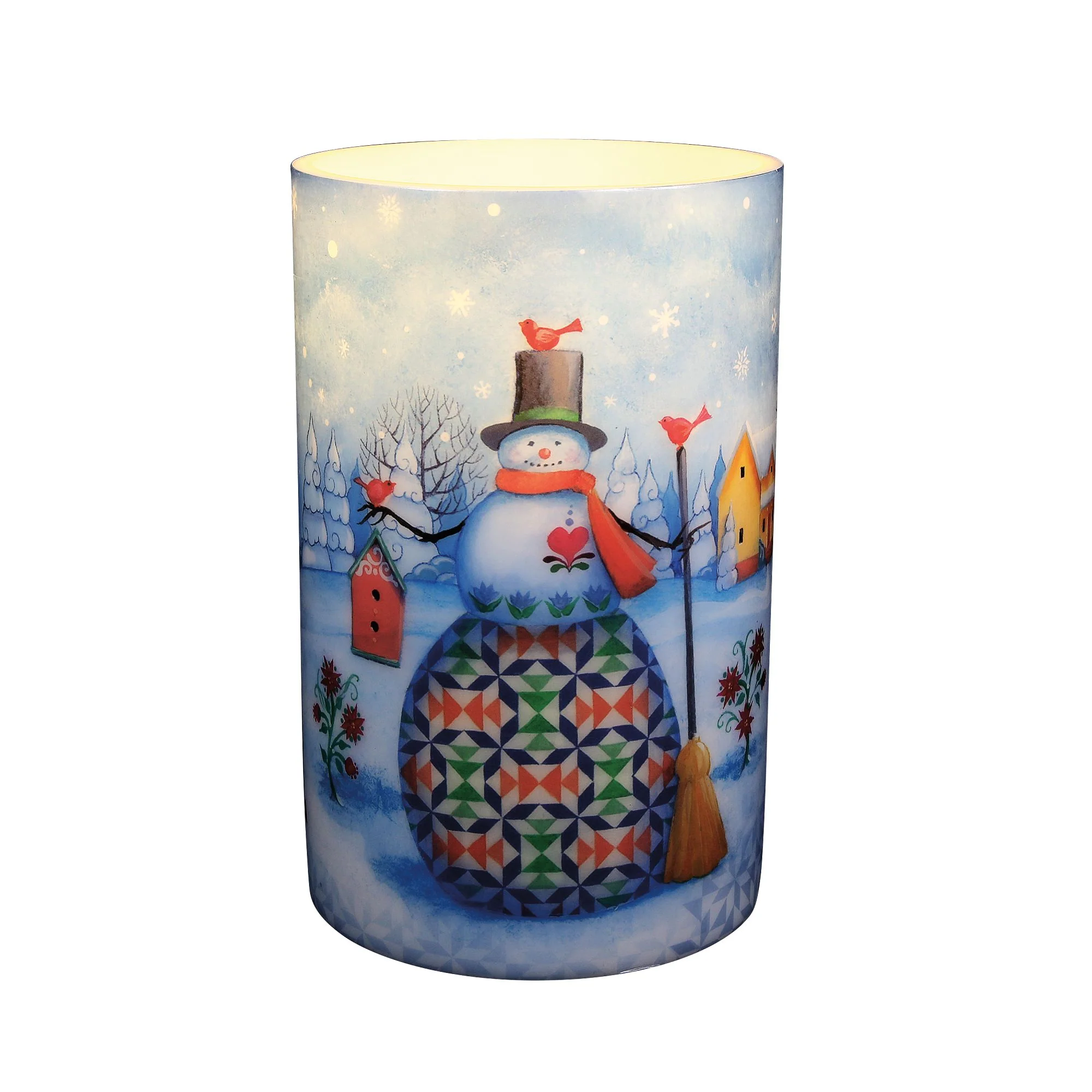 Snowman with Cardinals Candle - Image 5